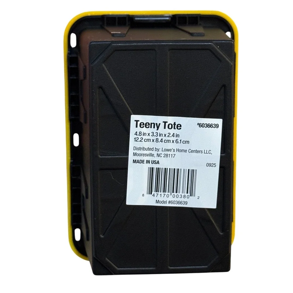 Lowe's Teeny Tote Storage Container 4.8 x 3.3 x 2.4 Black Yellow .38 quart viral
